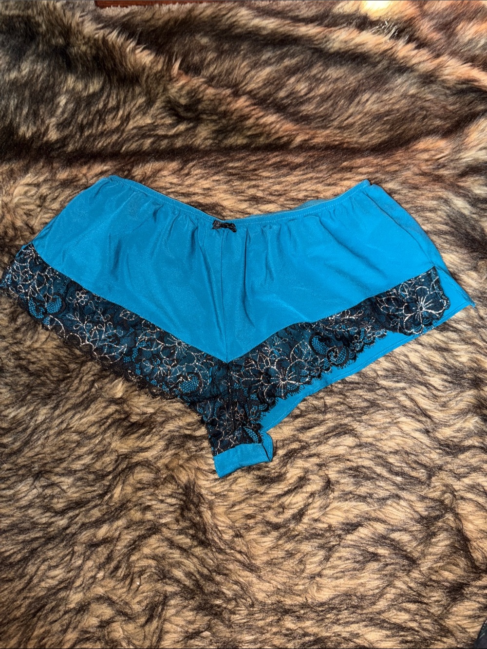Fredrick’s Of Hollywood Turquoise Lace-Trim Sleep Shorts - Women Intimates M